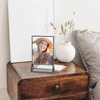 Acrylic Sign Holder 5x7 Display Stand, Clear and Stable Table Plastic Paper Holder, Acrylic Frames for Home Office Shop Photo Frames Exhibition Black (6pcs)