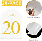 JOYIT Frosted Arch Wedding Table Numbers 1-20 with Stands – 5" X 7" Acrylic Gold Table Number Holders, Perfect for Wedding Receptions, Parties, Anniversaries, and Events