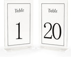 Acrylic Table Numbers 1-20 with Stand, Printed Black Font on 4x6 inch Acrylic, Clear Table Number Signs and Holders, Centerpiece for Events, Weddings, Reception, Party, Anniversary, and Decoration