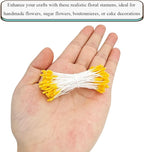 HAHIYO 700Pcs 2mm Yellow Double-Head Flower Stamen with Crystal-Like Flower Head for Handmade Floral Art Scrapbook Decoration Artificial Floral Pistils Pollen Stamens Wedding DIY Stamens