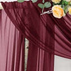 Socomi Wedding Arch Draping Fabric 29" x 20Ft 2 Panels Burgundy Sheer Outdoor Curtain Drapes Extra Long for Bridal Baby Shower Ceremony Birthday Party Decor