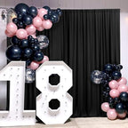 AK TRADING CO. 10 feet Wide x 12 feet Long Polyester Backdrop Drapes Curtains Panels with Rod Pockets - Wedding Ceremony Party Home Window Decorations - (Black)
