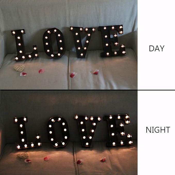Light Up Black Alphabet Marquee Letters Sign LED Marquee Number Lights Sign for Night Light Home Bar Christmas Lamp Birthday Party Wedding Decoration S