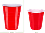 Amazon Basics Disposable Plastic Party Cups, Red, 18oz, 50 Count