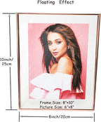 Heart Frame, 8"x10", Rose Gold Floating Frame with Romantic Heart Stand, For Picture 7x9, 6x8, 5x7, Classy For Wedding, Anniversary, Birthday