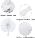 ZWIN 48 Pcs Paper Fans Wedding Paper Fans for Guests Pocket Folding Paper Fans with Plastic Handle White Blank Paper Fans for Guests Celebartion Party Decoration