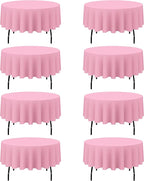 BRILLMAX 8 Pack Pink Round Tablecloths 90 Inch - Circle Bulk Linen Polyester Fabric Washable Table Cloth Cover for Wedding Reception Banquet Birthday Party Buffet Restaurant