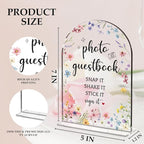 Wedding Sign Decor, Photo Guest Book Sign, 5x7 Inch Arch Acrylic, Wedding Sign for Reception & Event Party, Bridal Shower Decorations, Wedding Table Sign Accessories for Anniversary And Event(Flower)
