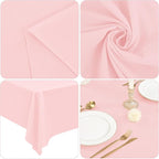 12 Pack Polyester Tablecloth 60 x 126 Inch Pink Tablecloth for 8 Ft Rectangle Tables,Stain and Wrinkle Resistant Washable Fabric Table Covers Polyester Table Clothes for Wedding Parties Banque