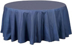 Efavormart 120" Dark Blue Faux Denim Polyester Round Tablecloth for Wedding Party Banquet Restaurant