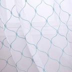 Embroidery Sheer Curtains Blue 63 Inches, Rod Pocket Voile Drapes for Living room, Bedroom, Window Treatments Wave Diamond Semi Crinkle Curtain Panels for Yard, Patio, Villa, Set of 2, 52"x 63".