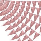 20M/65FT Rose Gold Triangle Pennant Banner Flag Metallic Fabric Bunting Garland for Christmas Wedding Birthday Anniversary Bridal Shower Engagement Graduation Hen Party Decorations Supplies