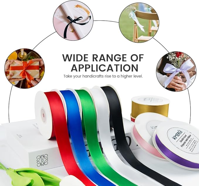 KMER LIFE 3/8 inch x 25 Yards Double Faced Polyester Royal Blue Satin Ribbon, Perfect for Gift Wrapping Very Suitable for Weddings Party Invitation Decorations and More