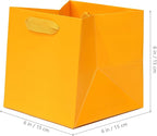 Orange Paper Gift Bag Small Square Bottom Kraft Paper Bags with Handles for Halloweens Wedding Baby Shower Birtyday Party (Orange, 6 x 6 x 6 in, 10 CT)