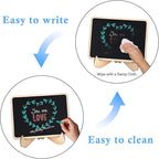 Vintage Wooden Mini Chalkboard Signs - Set of 6 | 4 x 3 Inch Tabletop Chalkboard Sign with Base Stands | Decorative Small Message Chalk Board Sign with 7 Liquid Chalk Markers