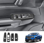 4pcs Carbon Fiber Style Front Rear Doors Window Glass Lift Switch Panel Cover Decorative Sticker Protection Car Interior Accessories for 2023 2024 2025 Ford Ranger KT14