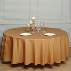 Efavormart Round Tablecloth, 108 Inch Stain & Wrinkle Resistant Washable Table Cloth, Decorative Polyester Fabric Table Cover for Banquet, Wedding, Dining- Gold