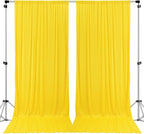 AK TRADING CO. 10 feet x 10 feet Polyester Backdrop Drapes Curtains Panels with Rod Pockets - Wedding Ceremony Party Home Window Decorations - Lemon Yellow