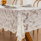 Lace Embroidered Tablecloth. Rectangle Lace Vintage Tablecloth Dustproof Table Protector for Kitchen Dining Room Party Banquet Home Picnic Wedding Decoration (Creamy White 78.5×53 inch)