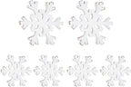 Snowflake Decorations Christmas Decor 6Pcs Winter White Wooden Snowflakes Standing Christmas Tiered Tray Decor Winter Wonderland Decorations for Indoor Home Xmas Table Shelf Fireplace Mantel