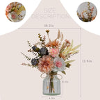 LESING Dahlia Flower Aritificial Flower with Vase Fake Silk Flowers in Glass Vase Faux Rose Flowers Arrangement for Home Office Table Centerpiece Decoration (Pink)