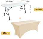 2-Pack 6ft Spandex Table Covers for Rectangle Standard Folding Tables - Wrinkle Resistant Stretch Tablecloths - Ultimate Fitted Table Protector for Parties, Trade Shows, Banquet