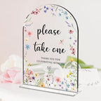 Wedding Sign Decor, Please Take One Sign, 5x7 Inch Arch Acrylic, Wedding Sign for Reception & Event, Bridal Shower Decorations, Wedding Table Sign Accessories for Anniversary And Party (Flower)