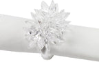Fennco Styles Crystal Design Collection Napkin Rings - Set of 4 (White, 2"x2")