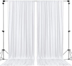 AK TRADING CO. 10 feet x 10 feet Polyester Backdrop Drapes Curtains Panels with Rod Pockets - Wedding Ceremony Party Home Window Decorations - White