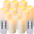 12 Pack Flameless Candles Battery Operated Waterproof Led Candles (D:2.2" X H:4" 5" 6" 7") Candles with 2 Remotes Contro for Wedding, Party, Birthday