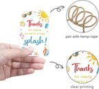 50pcs Summer Beach Thank You Tags for Swimming Themed Party Favors, Summer Gift Label for Hawaiian and Beach Party Decoration (Beach)
