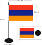 12 Pack Armenia Desk Flags Set, Armenian Small Mini Table Office Flags With 12" Solid Black Pole, Black Base and Spear Top, Miniature Desktop Flag, Home Decoration, Office Decoration, Festival