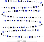 46Ft Navy Blue Black Silver Circle Dots Garland Royal Blue Black Polka Dots Streamer for Birthday Graduations Wedding Bridal Baby Shower Nautical Ahoy Achor Pirate Theme Party Decorations Supplies