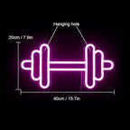 Lucunstar Gym Neon Sign,Barbell Dumbbell Shaped Neon signs Pink Neon Lights Sign Gym Wall Stickers for Fitness Club Decor LED Neon Sign for Teen Girls Teen Sports Room Game Room Decor