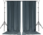 MYSKY HOME 10ft x 10ft Bluish Grey Curtains for Parties, Weddings, Stage, 5ft x 10ft, 2 Panels