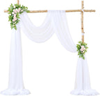 Wedding Arch Draping Fabric Backdrop 2 Panel 30" x 19Ft White Arch Drapes Curtains for Wedding Reception Sheer Tulle Backdrop Curtain for Ceremony Birthday Party Arbor Ceiling Decorations