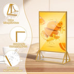 12 Pack Acrylic Sign Holder 5x7 Gold Frame Double Sided Display Stand, Clear Sign Holder Table Plastic Paper Holder, Acrylic Frames for Home Office Shop Photo Frames