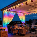 300LED Fairy Curtain Lights, 9.8x9.8Ft Warm White USB Plug in 8 Modes & Timer Christmas String Hanging Lights with Remote for Bedroom Indoor Outdoor Weddings Party Wall Decorations(rainbow)