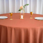 Efavormart Round Tablecloth, 132 Inch Stain & Wrinkle Resistant Washable Table Cloth, Decorative Polyester Fabric Table Cover for Banquet, Wedding, Dining- Terracotta