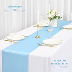12 Pack Light Blue Satin Table Runner,12 x 108 inch Long Premium Smooth Table Runner for Wedding, Banquets, Birthday, Party, Graduation, Engagements,Table Runners fit Rectangle and Round Table