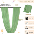 MODFUNS Ceiling Drapes for Weddings Sage Green Ceiling Draping Fabric 2 Panels 5x30ft Chiffon Wedding Arch Drapery Sheer Curtain Drapes Voile Ceiling Curtain for Wedding Party Ceiling Decor
