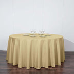 Efavormart Round Tablecloth, 120 Inch Stain & Wrinkle Resistant Washable Table Cloth, Decorative Polyester Fabric Table Cover for Banquet, Wedding, Dining - Champagne