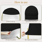 Ledido Wedding Arch Backdrop Cover 6FT 7.2FT Arch Covers 2Set Fitted Stretchy Spandex Round Top Stand Backdrop Cover for Wedding Banquet Ceremony Birthday Party Baby Shower Event Decoration,Black