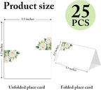 25 Pack White Flower Place Cards, Editable Name Cards for Table Setting, Tent Cards Food Label for Dinner Party, Bridal Shower, Wedding, Baby Shower and Events -T09