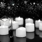 Homemory 48-Pack Cool White Novelty Flickering Flameless Tea Lights, 200+Hours Battery-Operated LED Fake Candles for Wedding Table Centerpieces,Proposal,Anniversary, White Base, Ø1.5'' × H1.3''