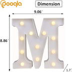 Pooqla LED Marquee Letter Lights Sign, Light Up Alphabet Letter for Home Party Wedding Decoration M