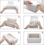 10-Set Cupcake Boxes with Inserts and Window Hold 6 Cupcakes,Cupcake Containers Bakery Cake Box,Pastry Carrier For Donut Cookie Treat Muffin Chocolate Bombs,9.4x6.3x3.9 In