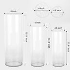 Extra Large Acrylic Cylinder Clear Vase for Floor, Tall Big Wide Mouth Plastic Unbreakable Hurricane Flower Vases of 3 for Home Decor (D 8" X H 15.8", D 6", D 4.8" + 2 Holder)