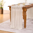 MLMW 4 Pack Ivory White Table Runner Cheesecloth Boho Gauze Rustic Cheese Cloth Table Runner 160 inch Sheer 13.3ft for Thanksgiving Wedding Party Baby Bridal Shower Birthday