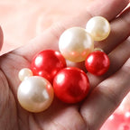 200 Pcs Vase Filler Beads White and Red Pearl Beads for Vase No Hole Pearls for Centerpieces Vases Home Table Party Decor Wedding DIY 8/14/20mm